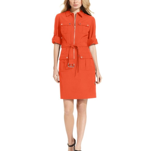 MICHAEL Michael Kors Dresses & Skirts - MICHAEL Michael Kors Belted Zip Shirt Dress Size L